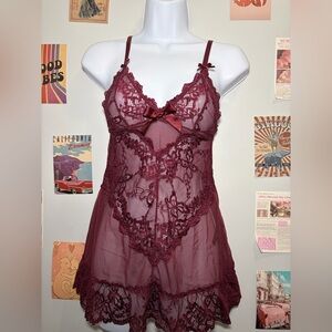 Burgundy Lace Chemise